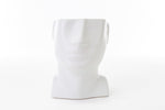 Vaso testa di uomo in porcellana bianca