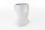Vaso testa di uomo in porcellana bianca