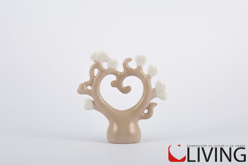 Bomboniera albero della vita  porcellana beige