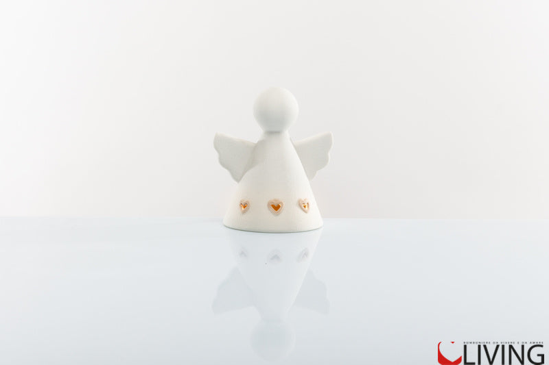bomboniera angioletto porcellana biscuit con luce led e scatola