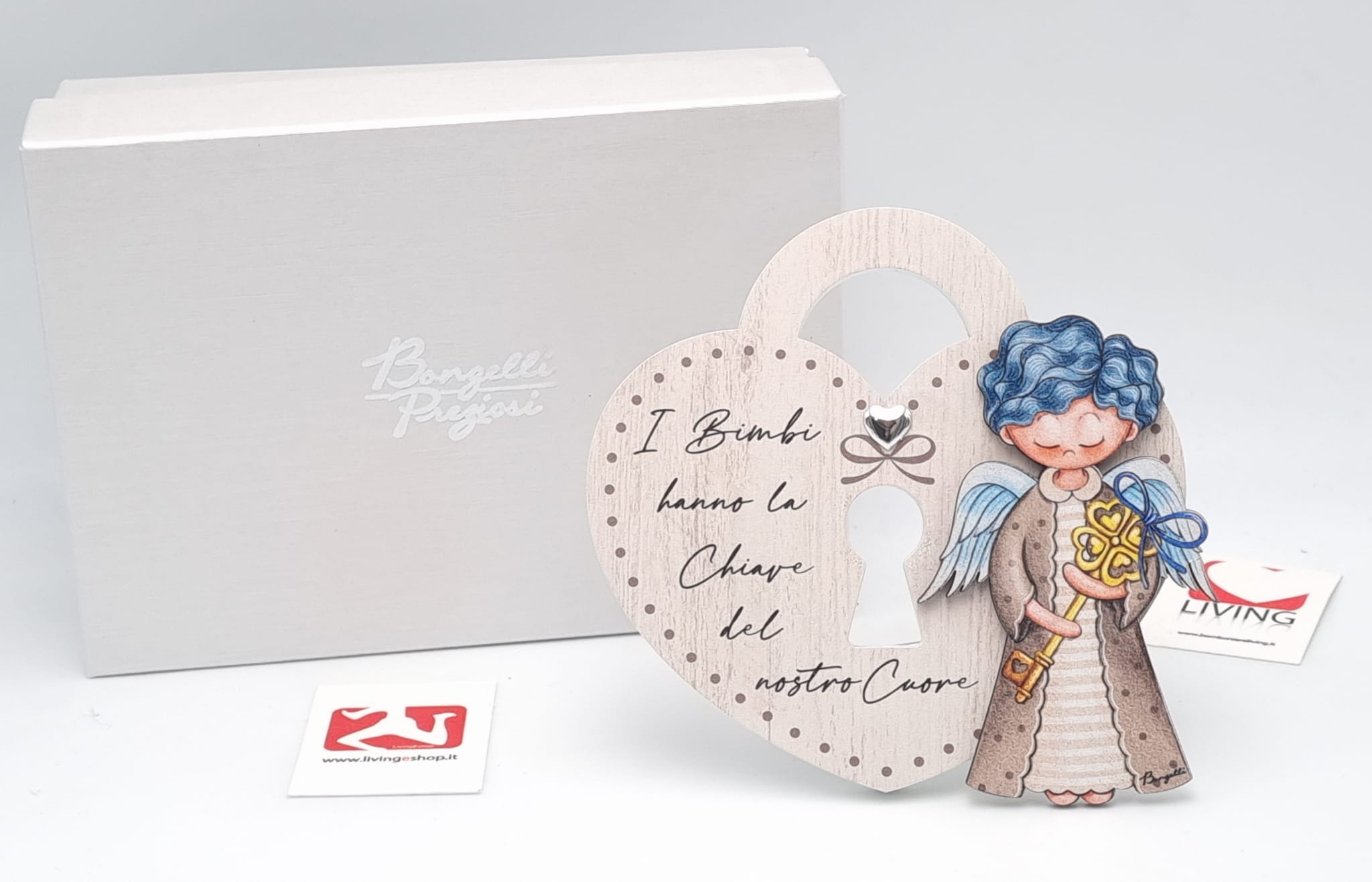angelo con chiave in legno i bimbi hanno la chiave del nostro cuore
