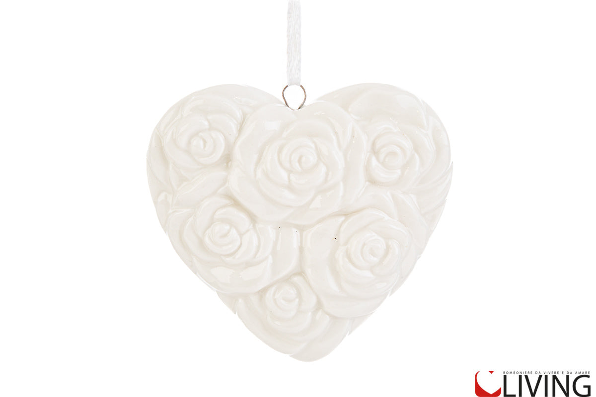 bomboniera cuore magnete porcellana bianca