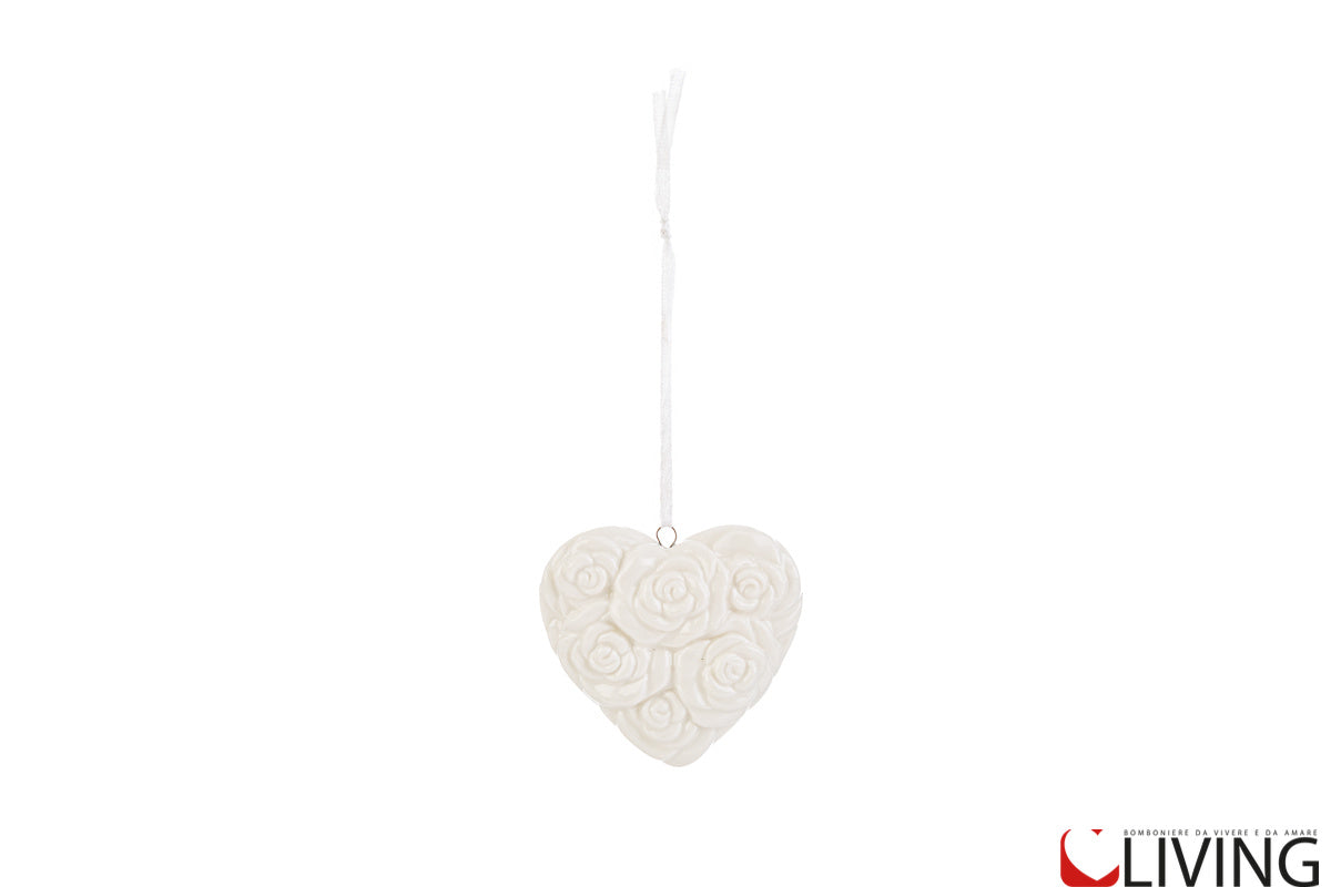bomboniera cuore magnete porcellana bianca