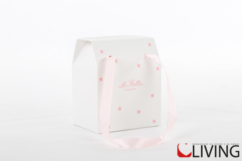 Astucci per bomboniere borsetta con stelline rosa