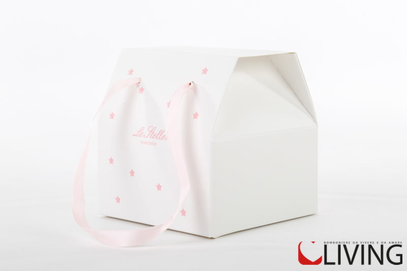 Astucci per bomboniere borsetta con stelline rosa