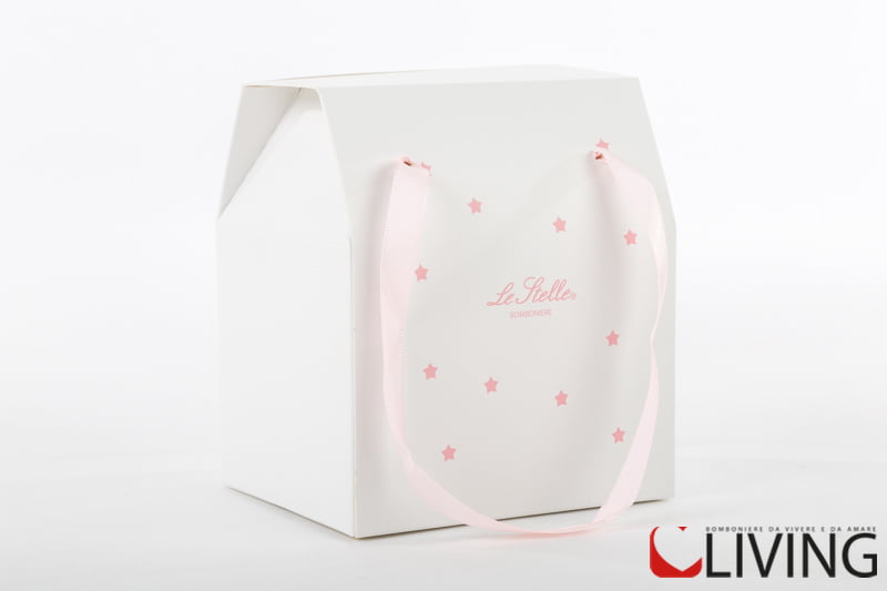 Astucci per bomboniere borsetta con stelline rosa