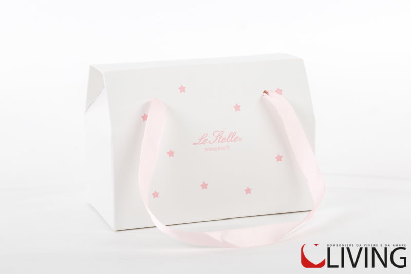 Astucci per bomboniere borsetta con stelline rosa