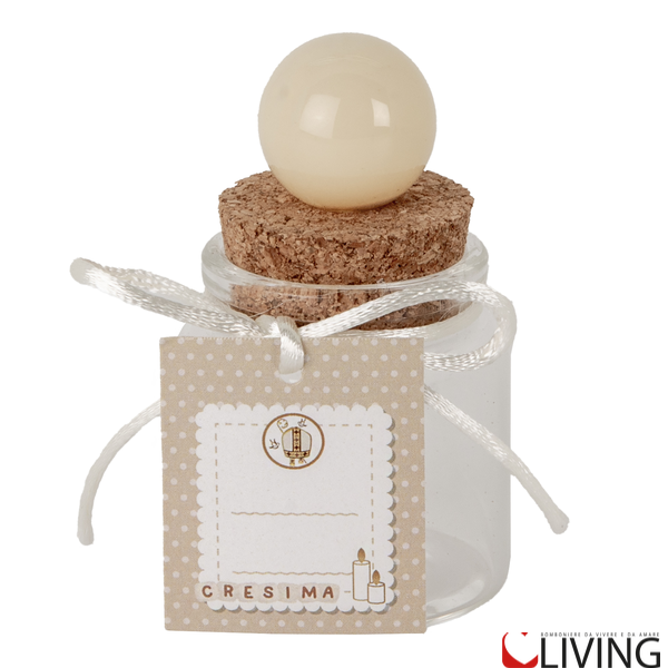 bomboniera barattolino in vetro cresima linea ball