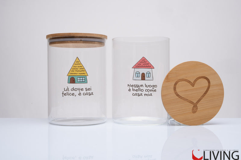bomboniera barattolo cilindrico in vetro borosilicato