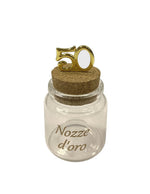 Barattolo portaconfetti con applicazione 50 Nozze d'oro