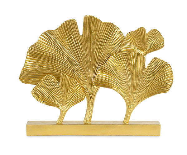 Addobbo tema Tropical chic base con 4 foglie Gingko oro