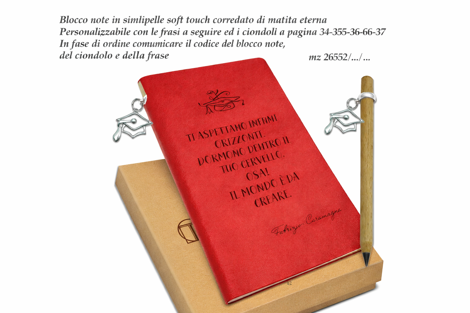 bomboniera blocconote rosso similpelle soft touch