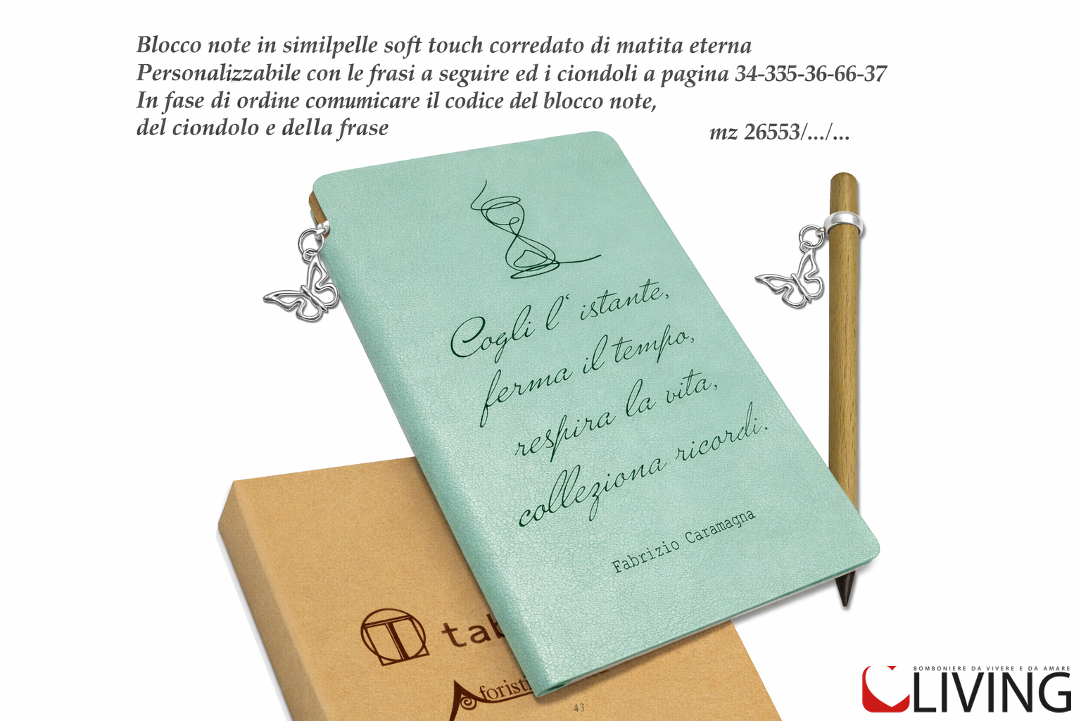 bomboniera blocconote verde similpelle soft touch