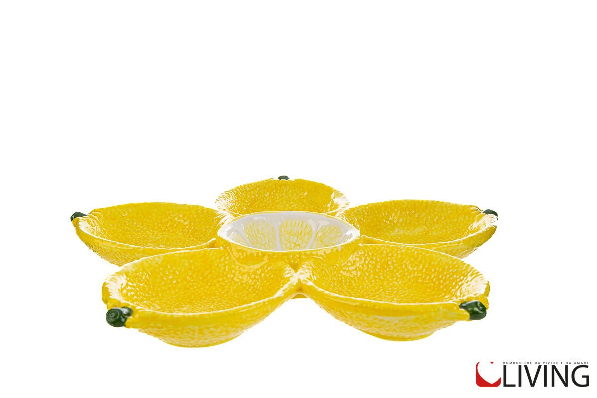 antipastiera limoni in ceramica gialla
