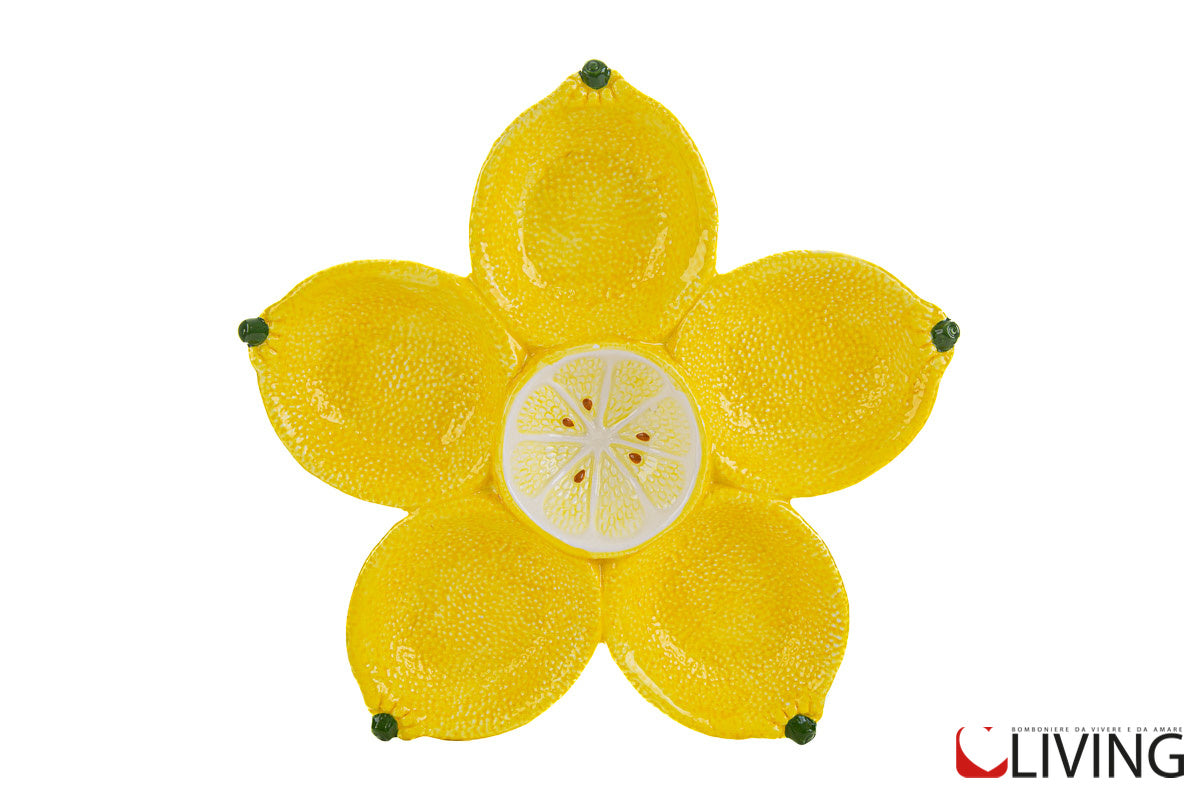 antipastiera limoni in ceramica gialla