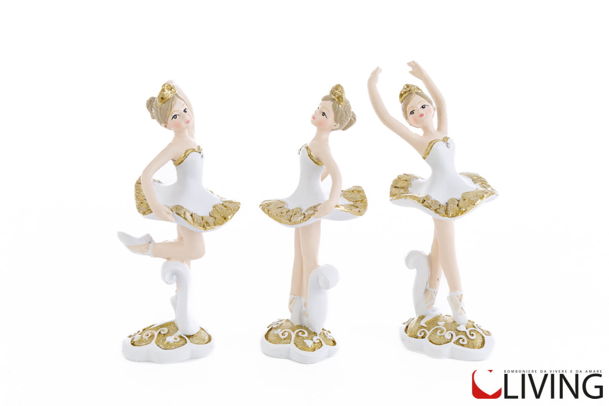 bomboniera ballerina bianco e oro