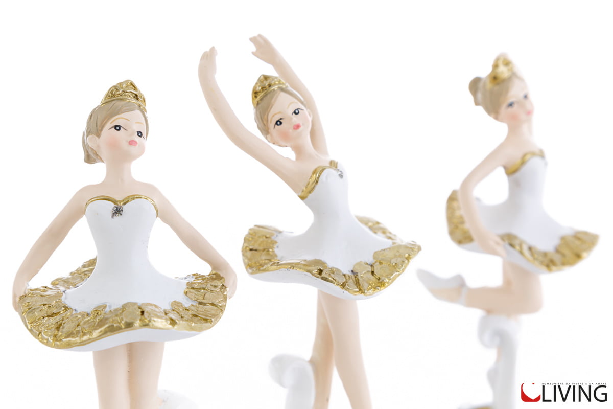 bomboniera ballerina bianco e oro