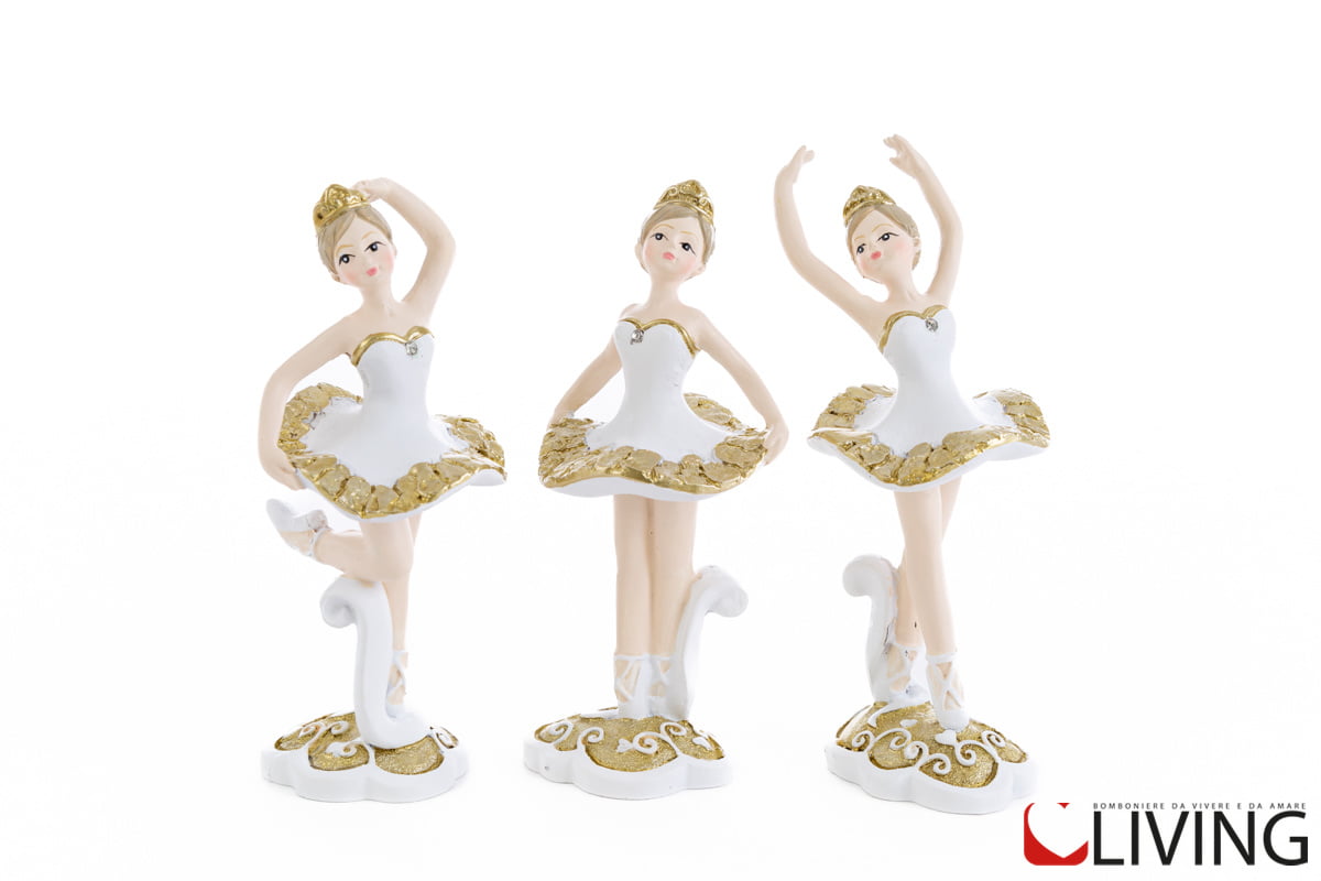 bomboniera ballerina bianco e oro