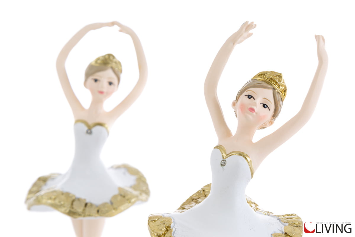 bomboniera ballerina resina bianco e oro