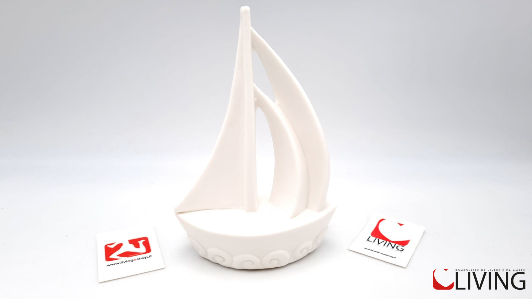 bomboniera barca a vela porcellana con luce led