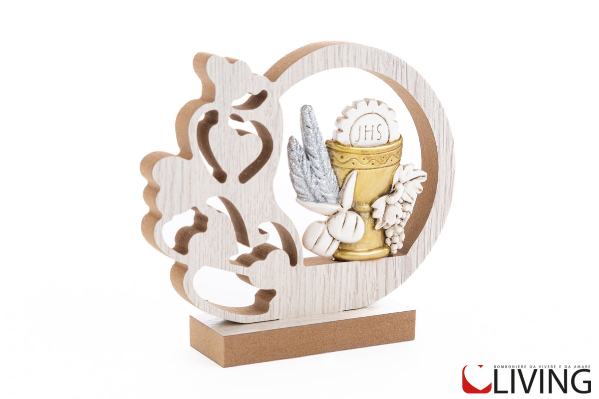 bomboniera calice prima comunione resina e legno