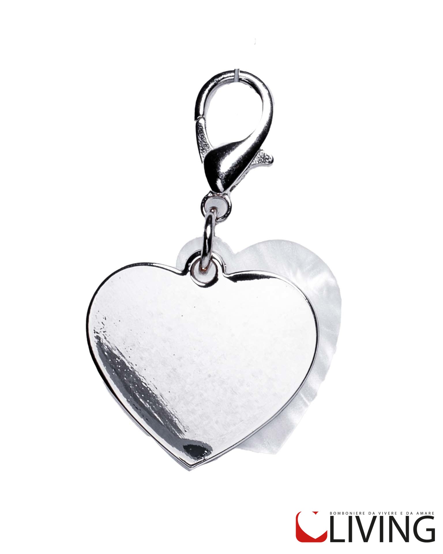 bomboniera ciondolo cuore bianco e acciaio