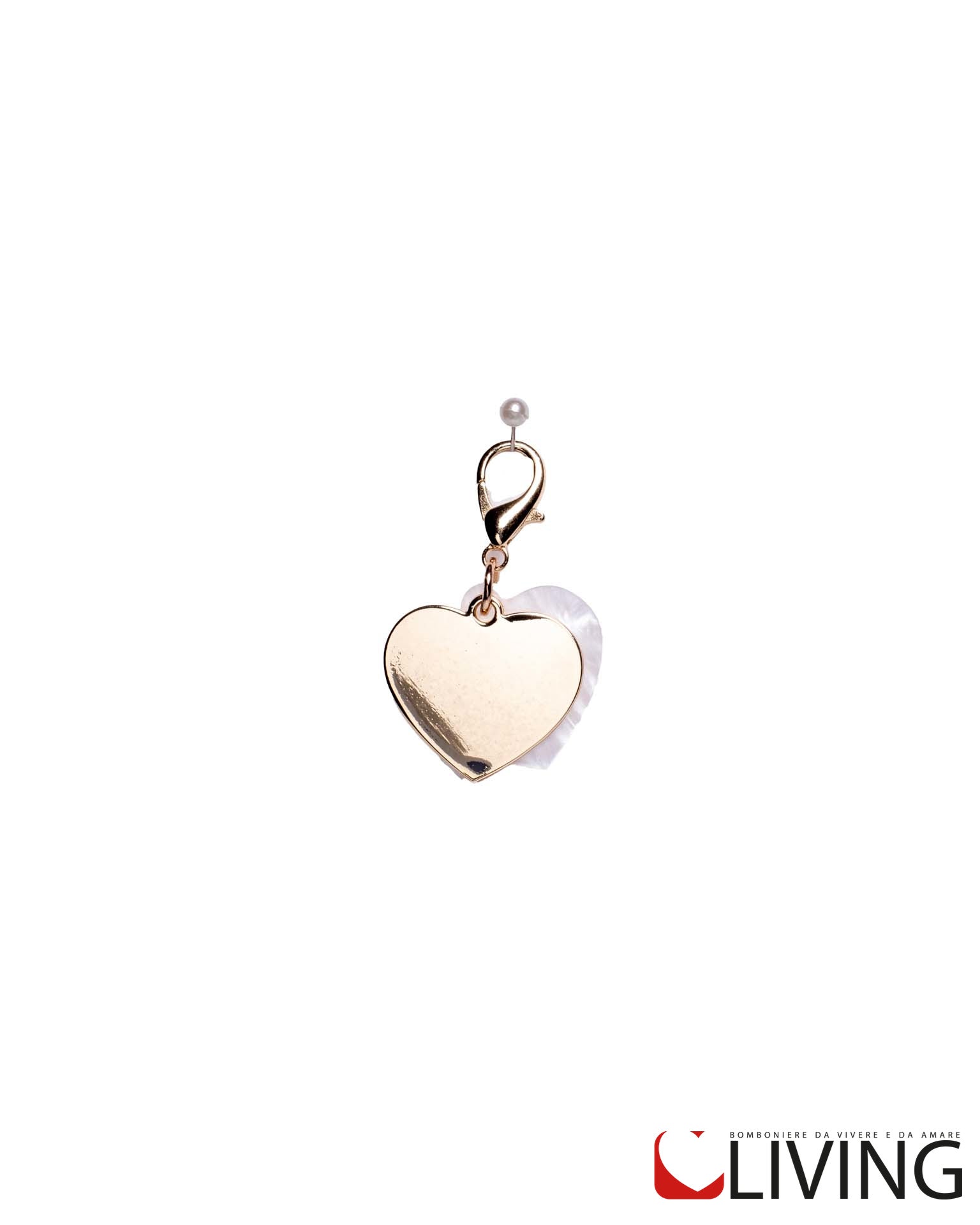 bomboniera ciondolo cuore bianco e oro