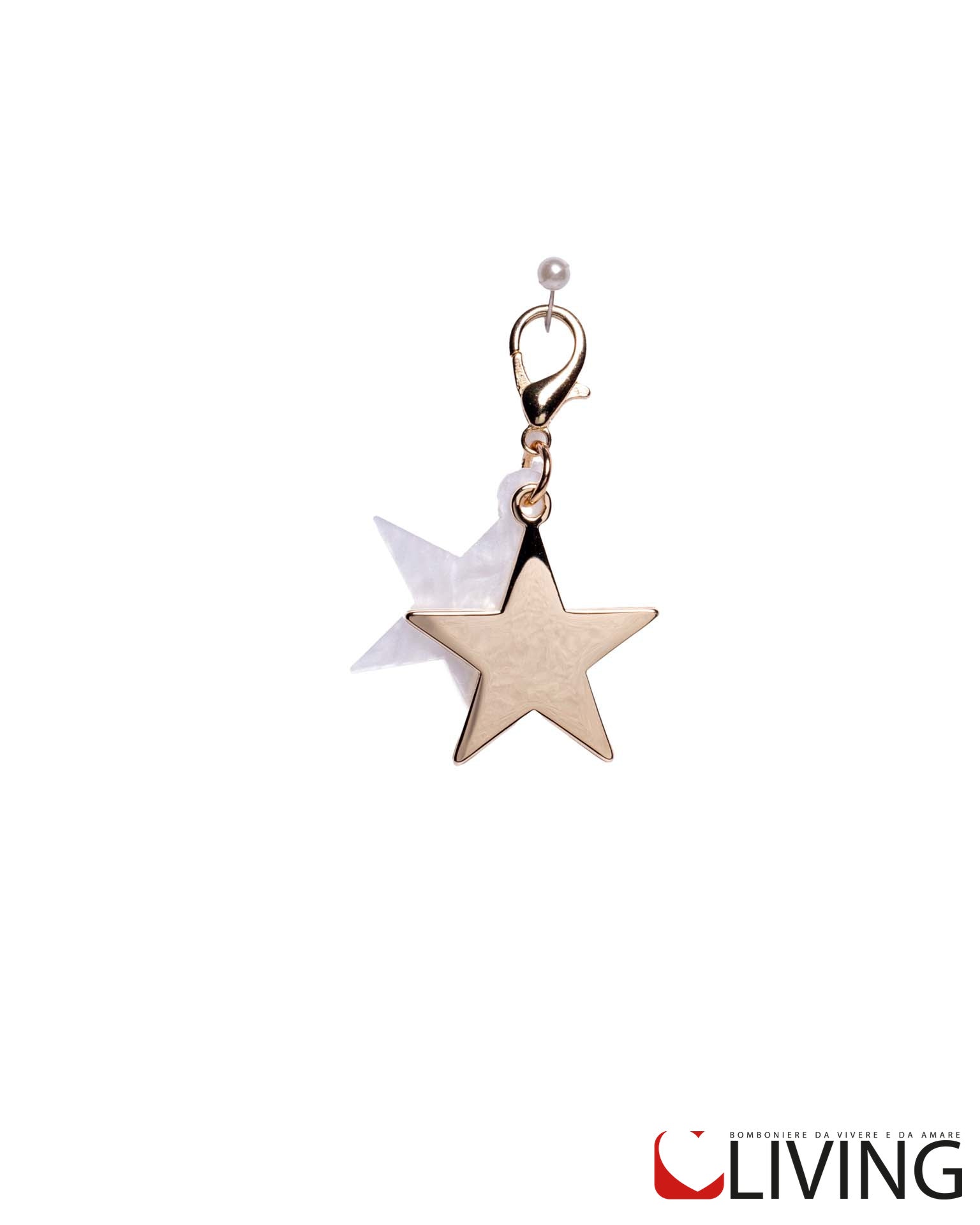 bomboniera ciondolo stella bianco e oro