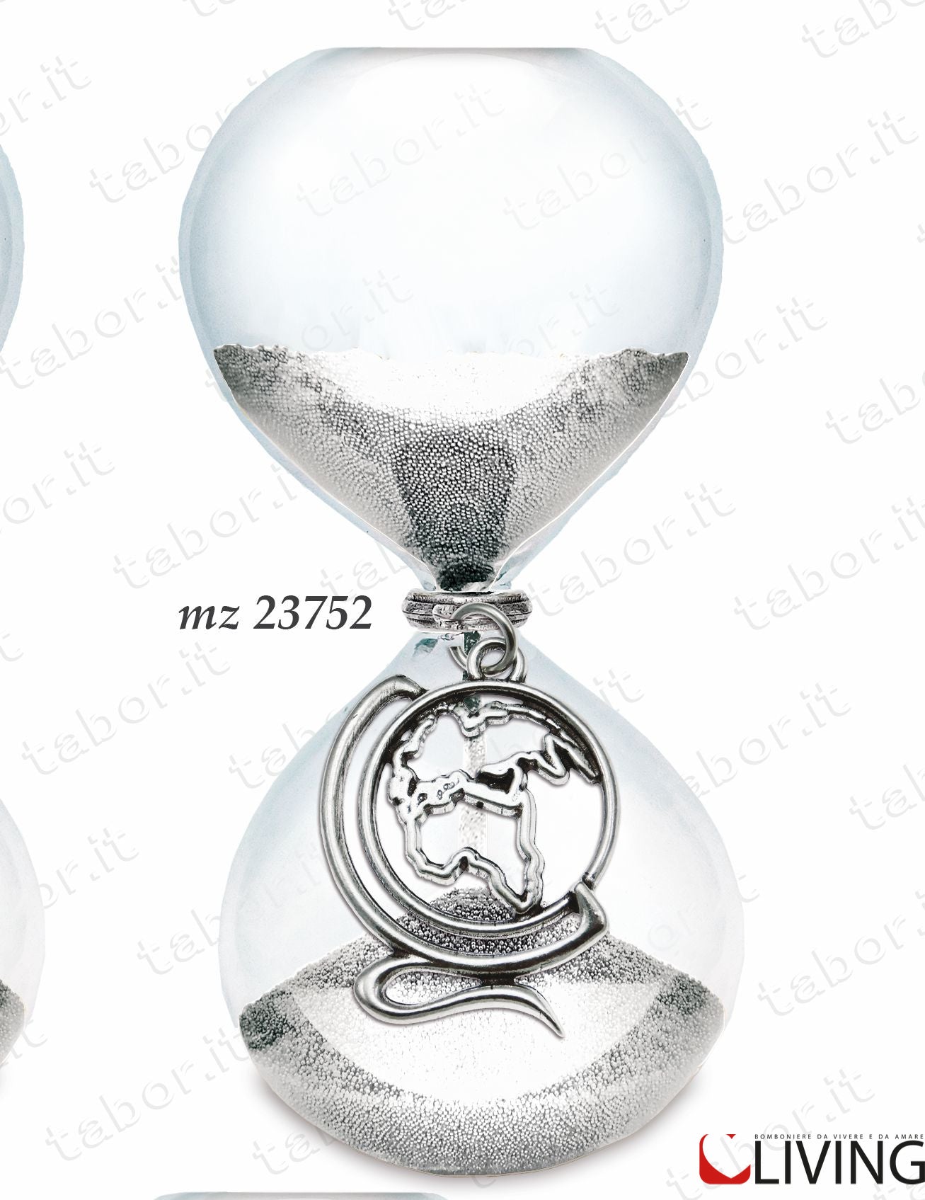 bomboniera-clessidra-grande-sabbia-argento-globo-mz23752
