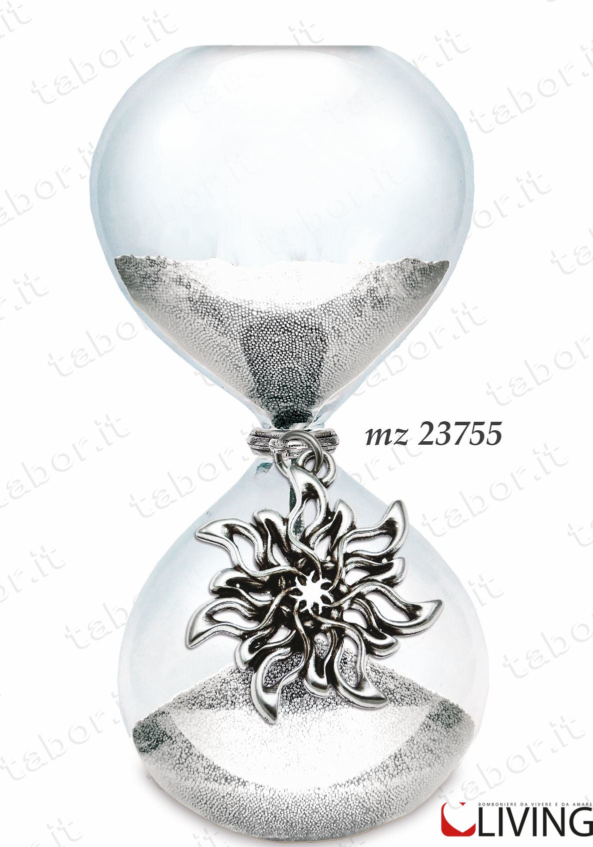 bomboniera-clessidra-grande-sabbia-argento-sole-mz23755