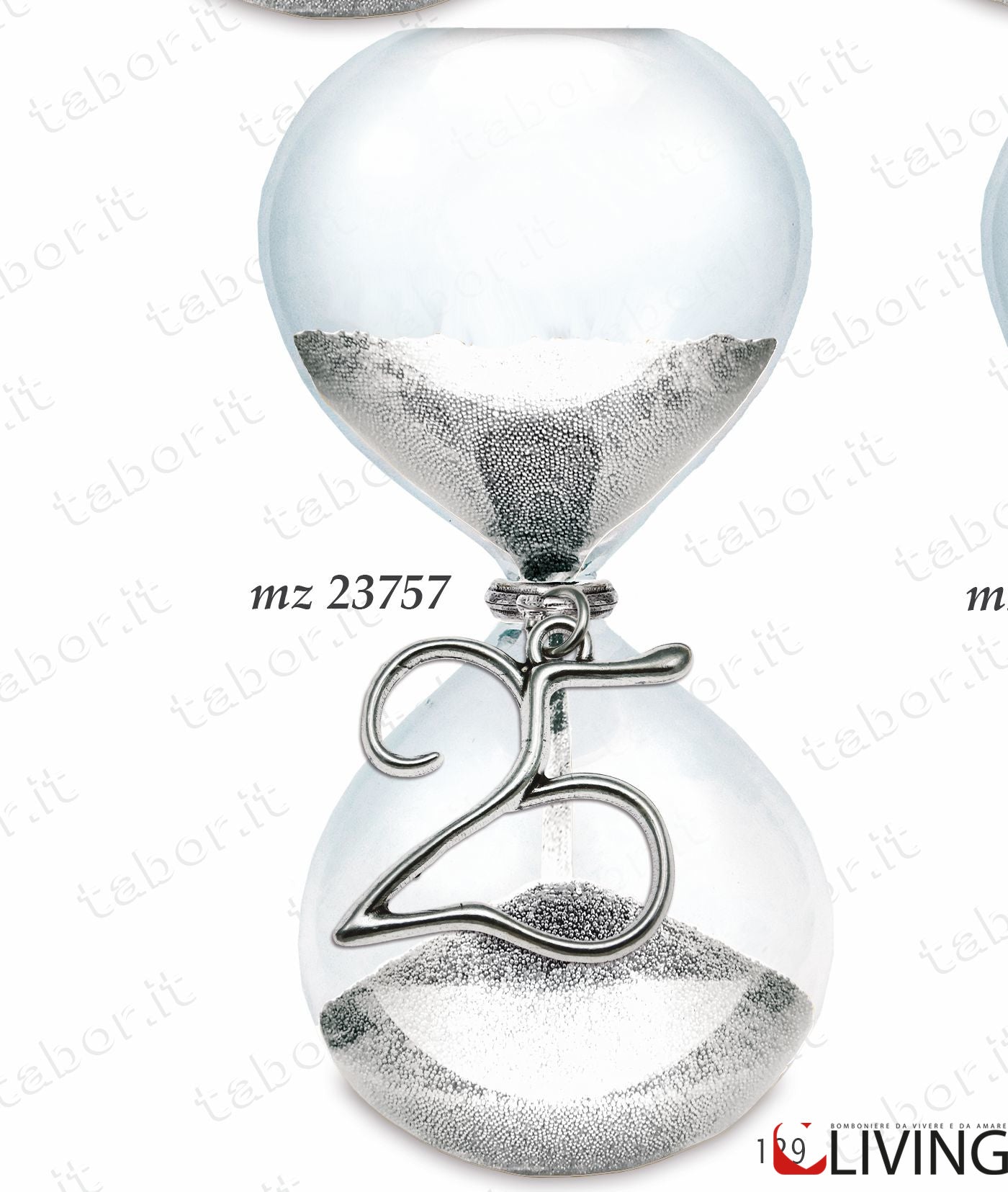 bomboniera-clessidra-grande-sabbia-argento-venticinquesimo-mz23757