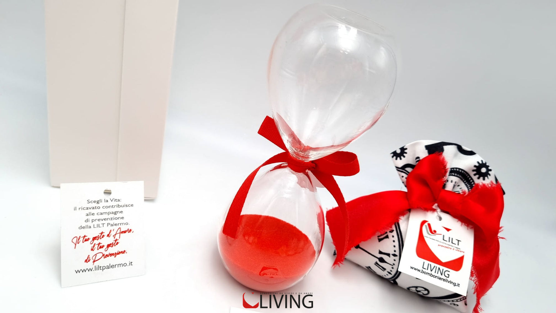 bomboniera clessidra rossa linea solidale lilt living