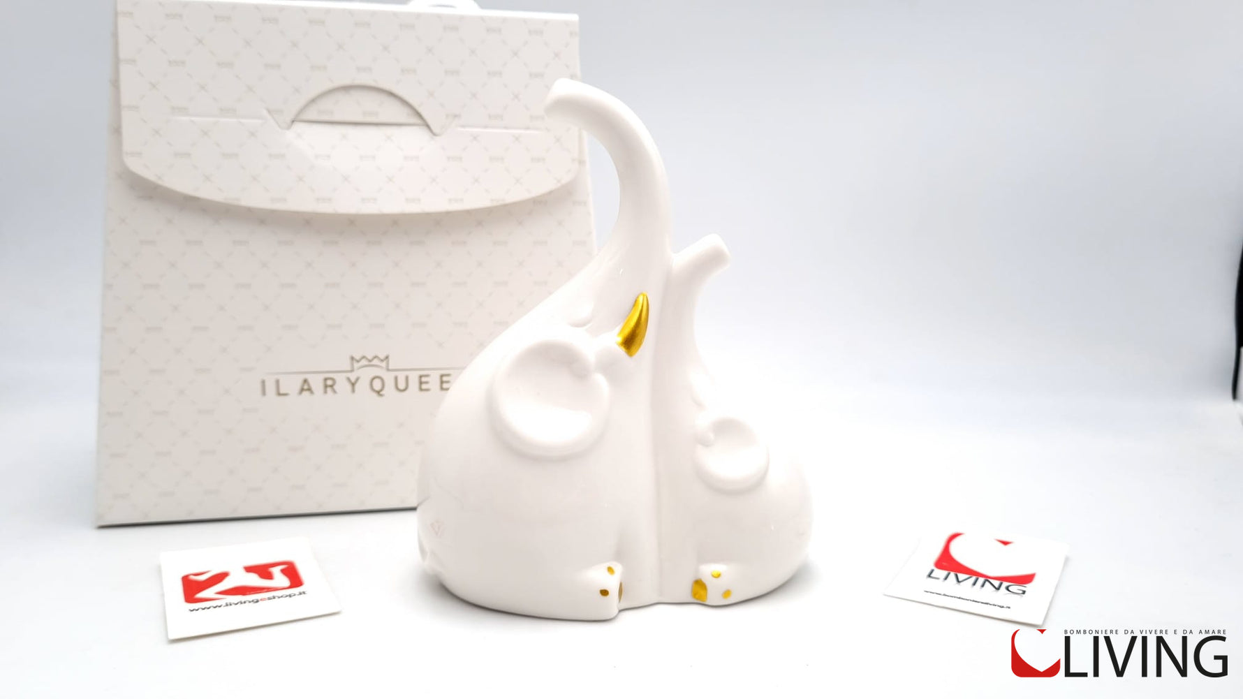bomboniera coppia elefanti in porcellana con luce led