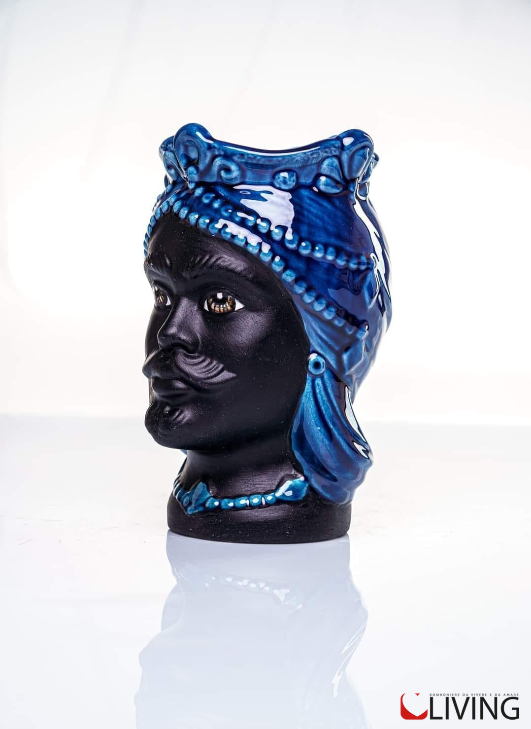 bomboniera testa di moro ceramica di caltagirone linea “gioiello cobalto”