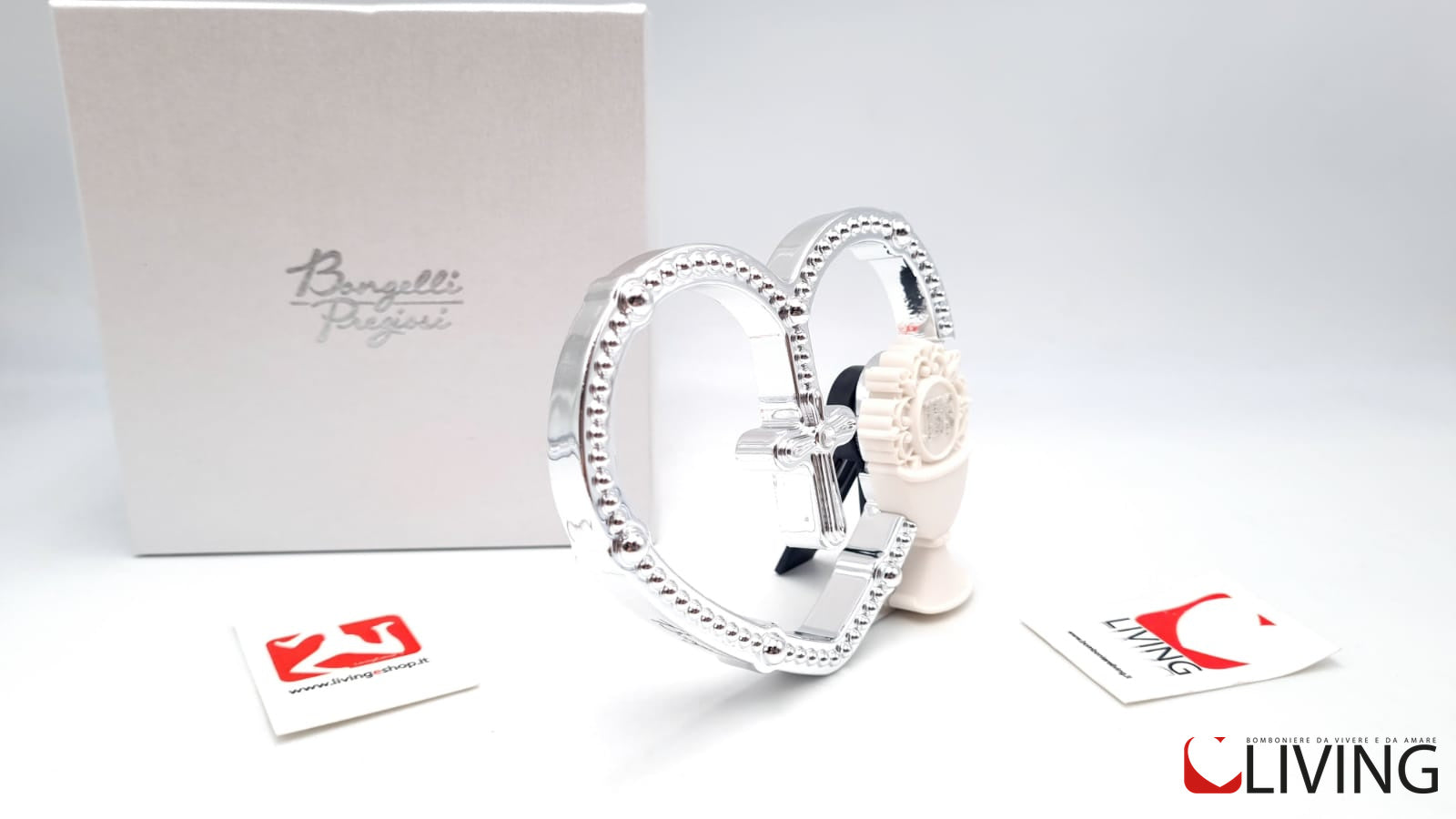 bomboniera cuore argento con calice comunione