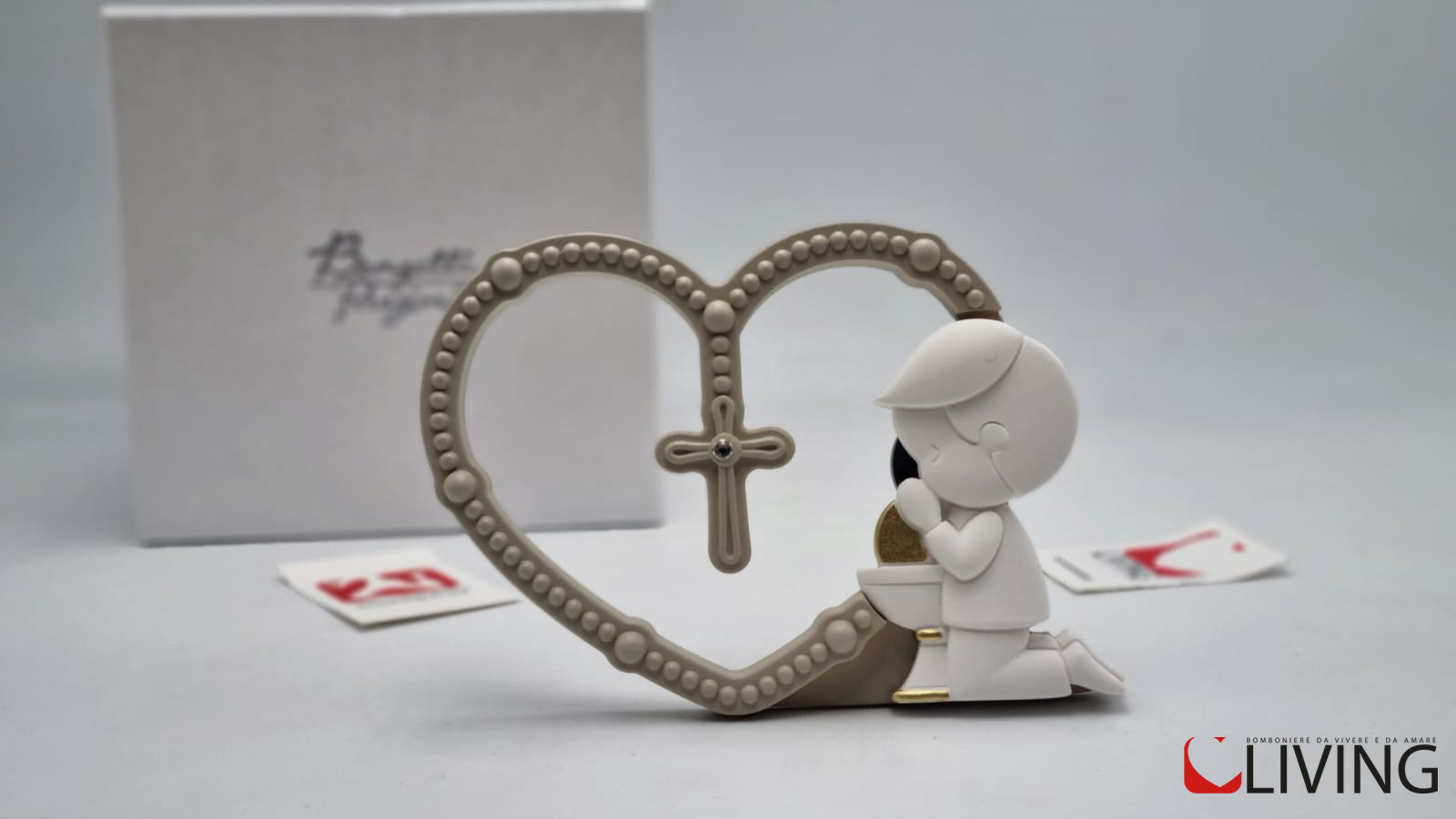 bomboniera cuore beige bimbo comunione