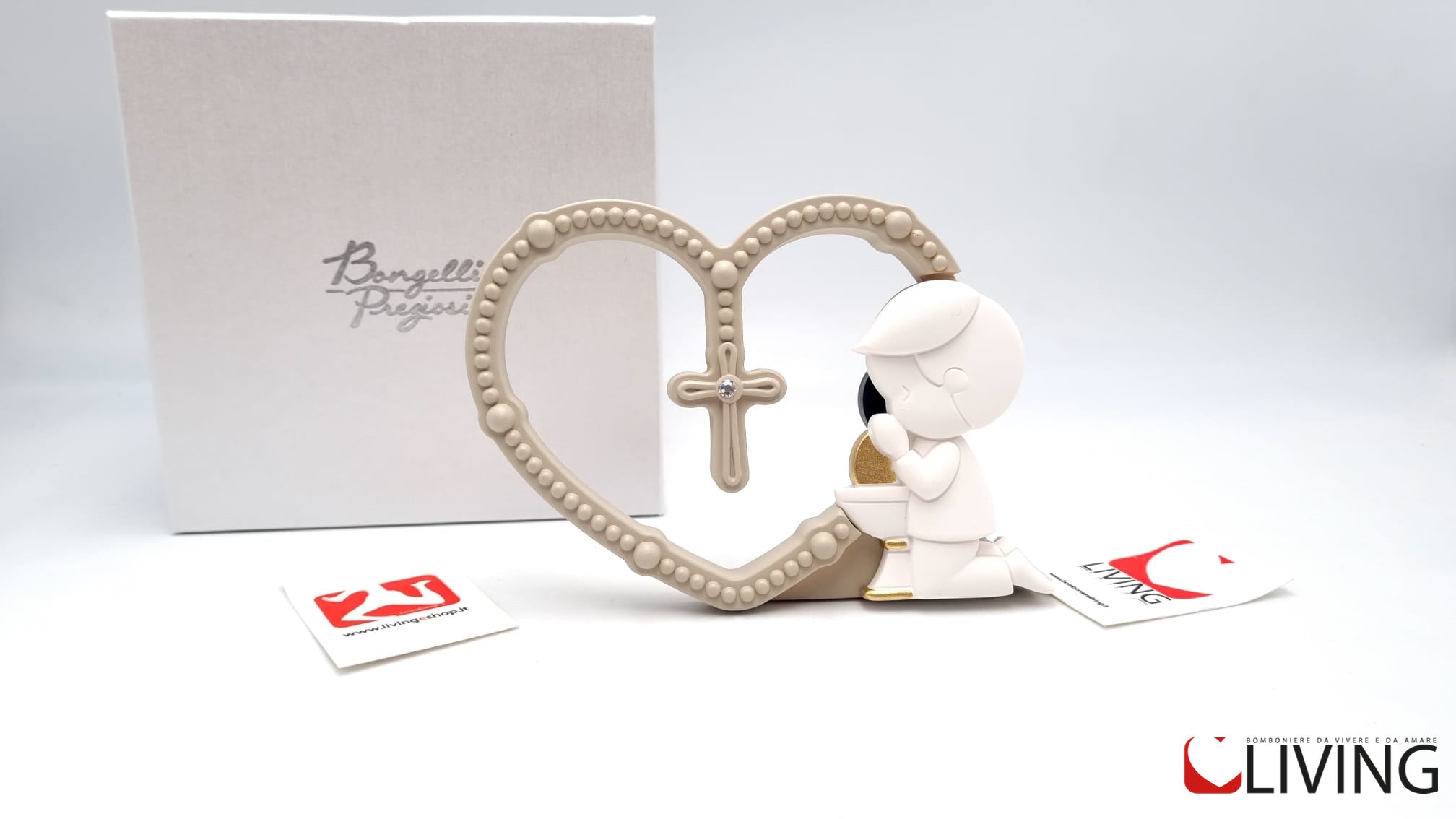 bomboniera cuore beige bimbo comunione