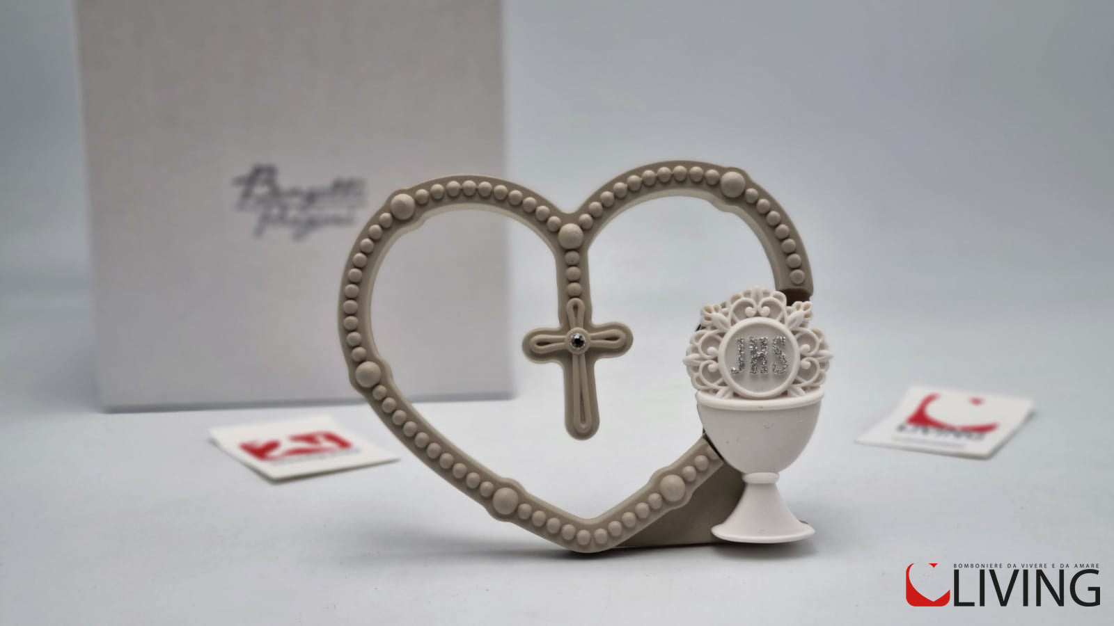 bomboniera cuore beige calice comunione