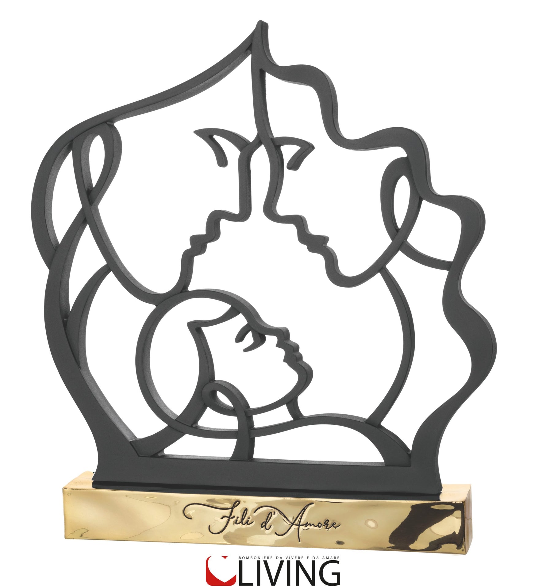 bomboniera famiglia fili d’amore nero base oro