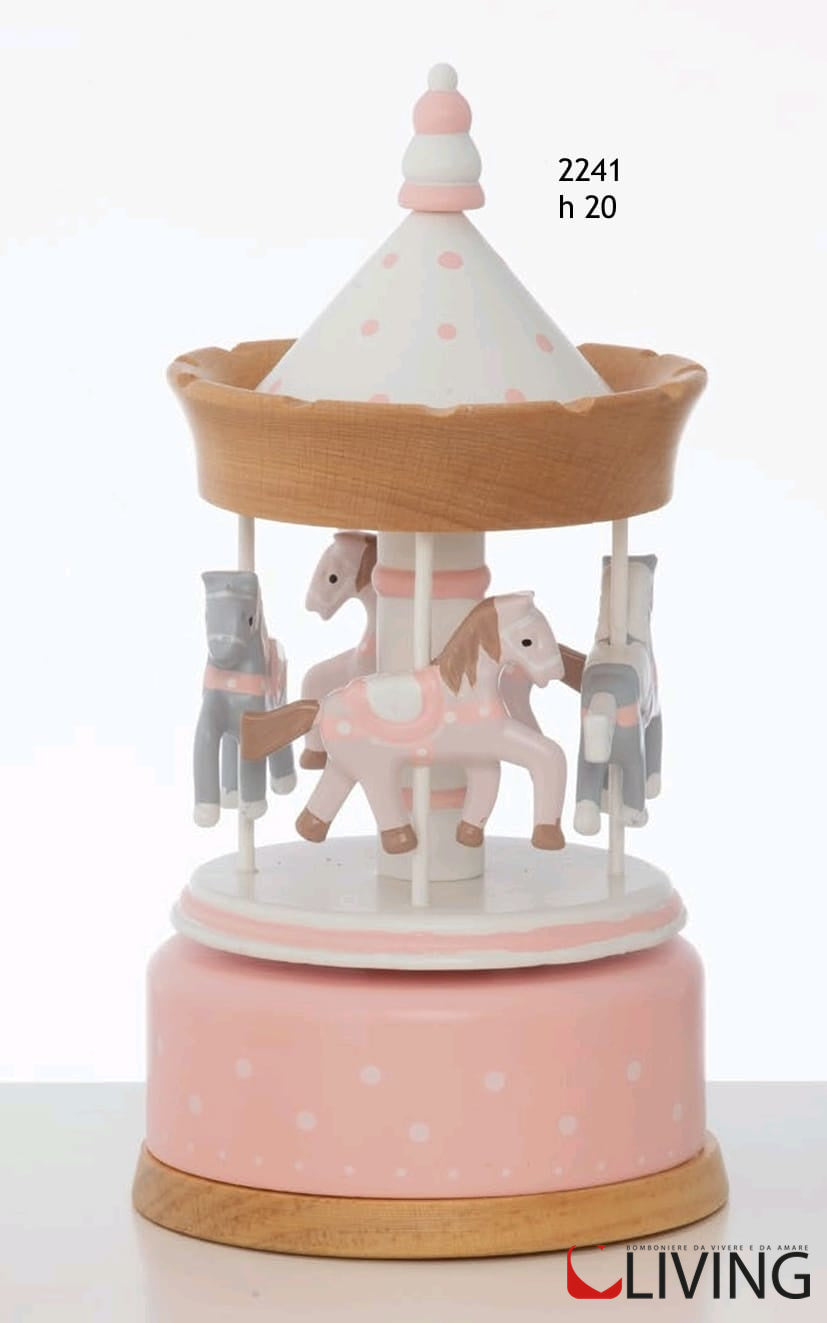 bomboniera giostra carillon linea wood rosa