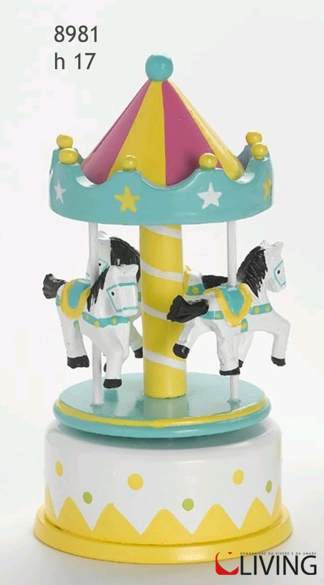 bomboniera giostra carillon yellow legno