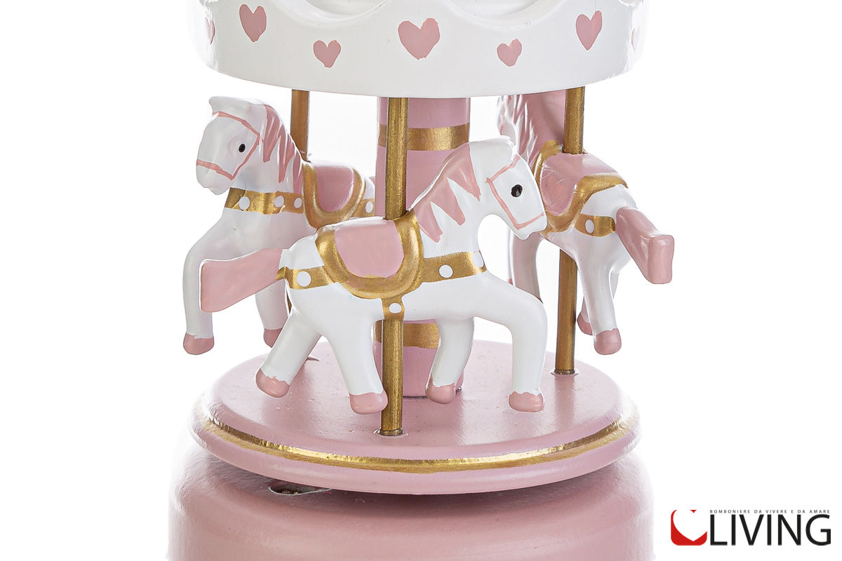 bomboniera giostrina carillon rosa con stelline