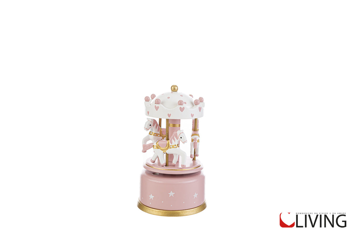 bomboniera giostrina carillon rosa con stelline
