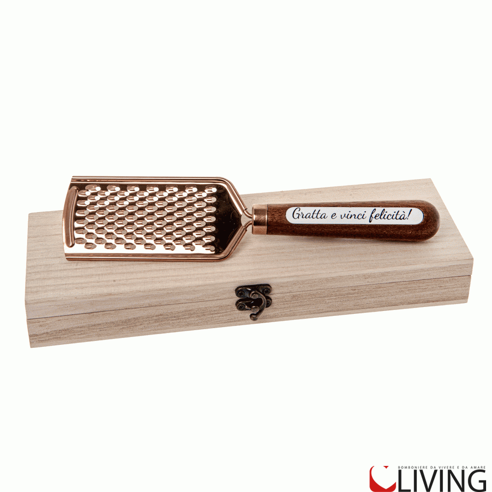 bomboniera grattugia con box legno