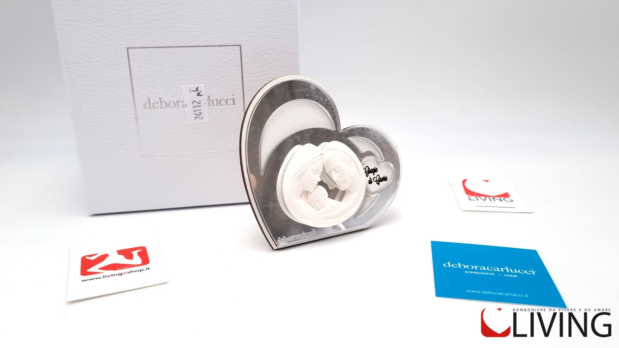 bomboniera cuore argento sacra famiglia personalizzabile