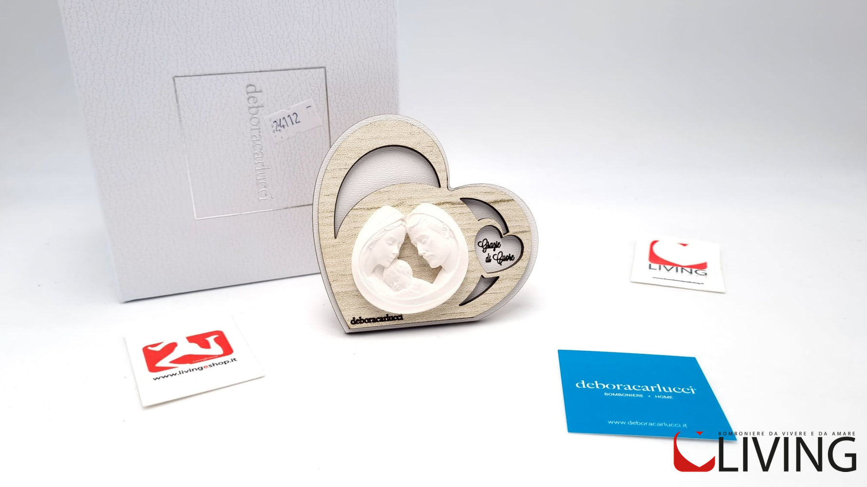 bomboniera cuore legno sacra famiglia personalizzabile