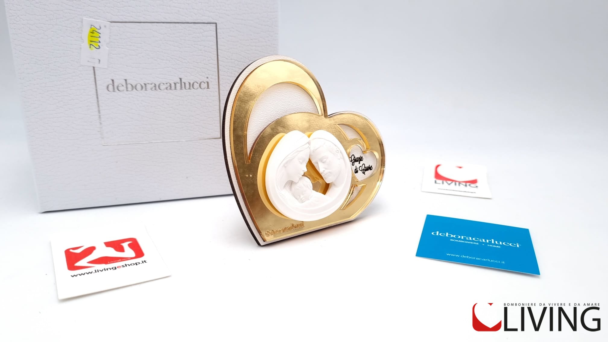 bomboniera cuore oro sacra famiglia personalizzabile