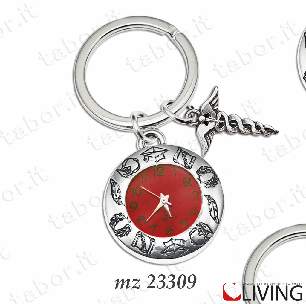 bomboniera-laurea-portachiavi-orologio-con-caduceo-mz23309
