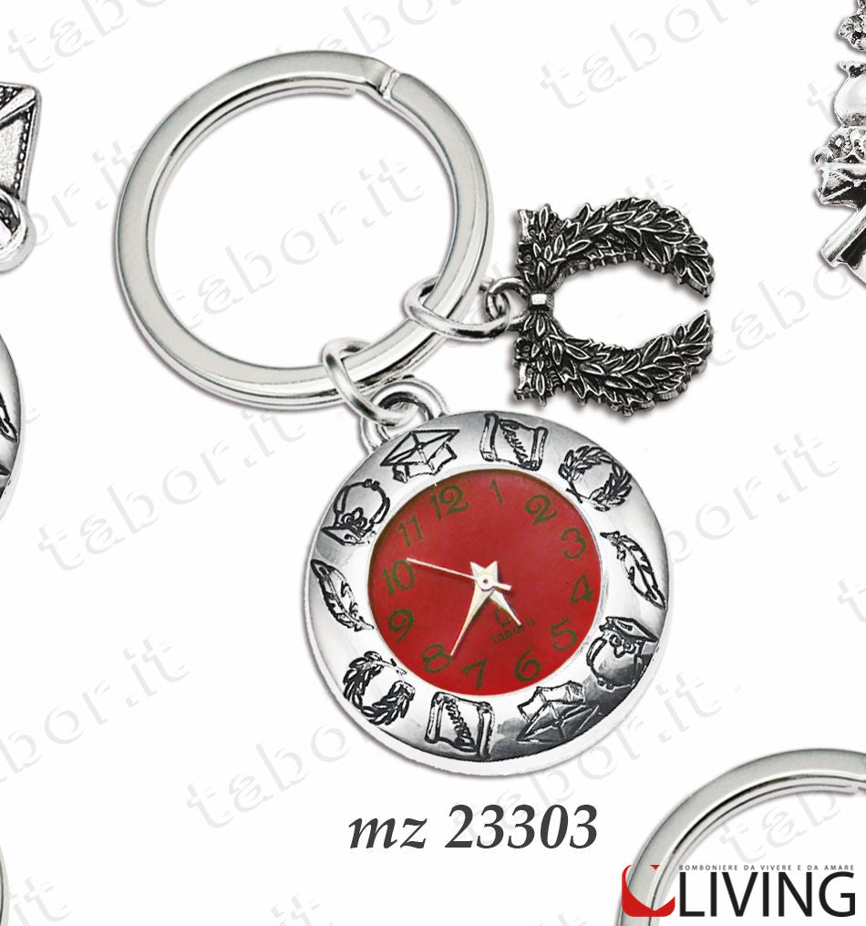 bomboniera-laurea-portachiavi-orologio-con-corona-alloro-mz23303