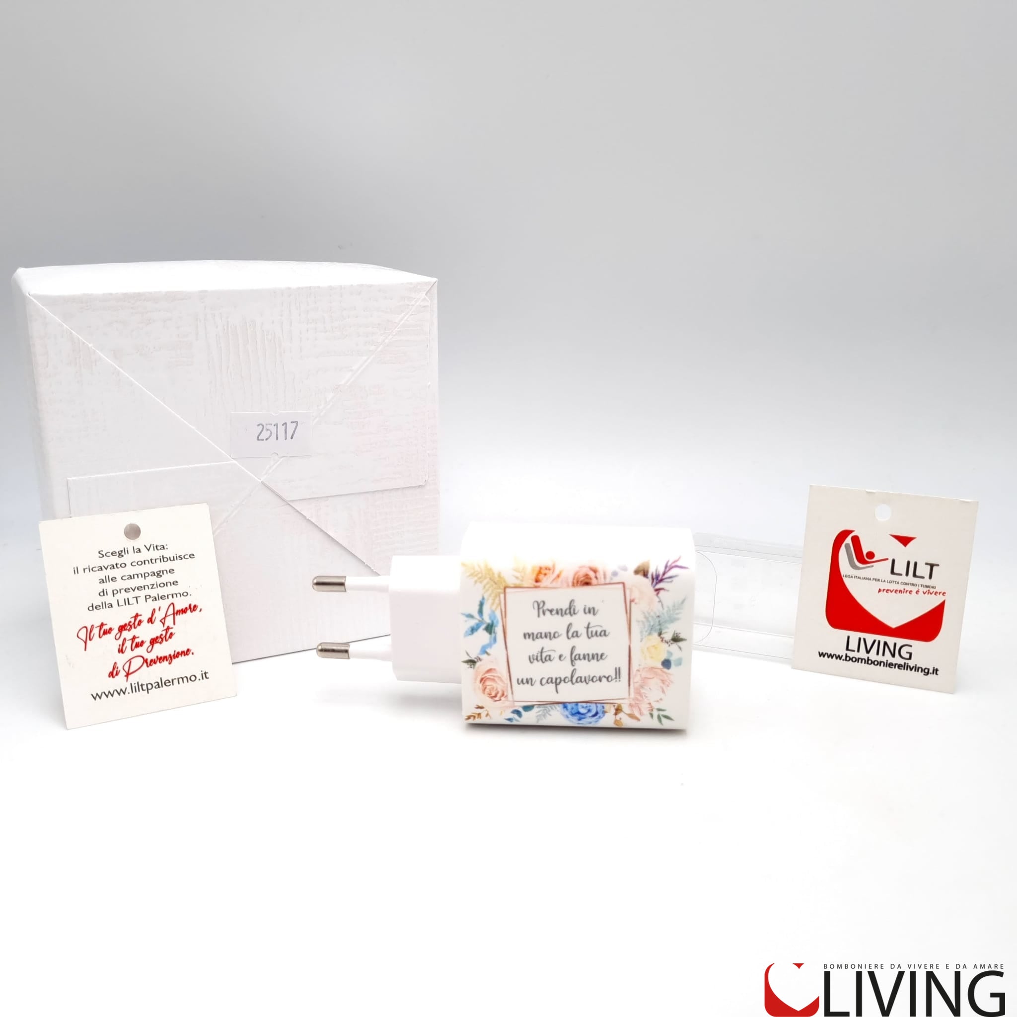 bomboniera linea solidale lilt living caricabatterie prendi in mano la tua vita